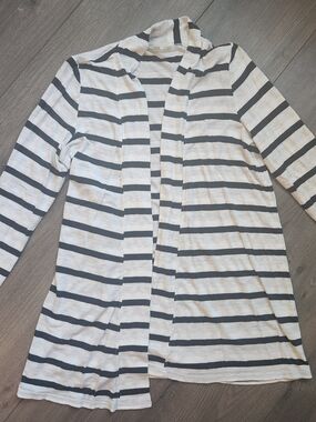 Comfy Black and White Striped Open-Front Cardigan size S